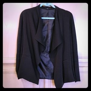 Black Fate shawl collar blazer with knit sleeves